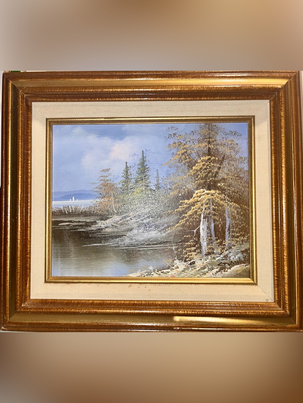 Oil Painting Lake And Forest from the 1970s, Signed Ctimiliev